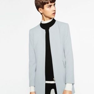 Zara Pale blue zip front jacket Sz M